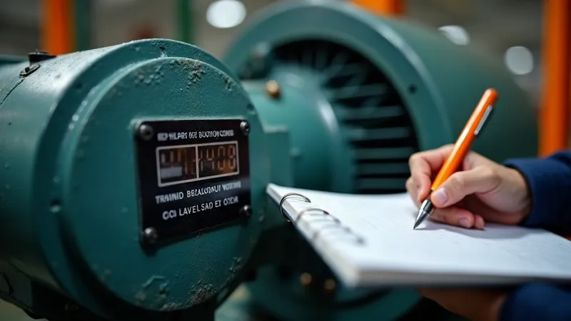 Placa de identificação de um motor elétrico industrial com os dados de potência, tensão e corrente.